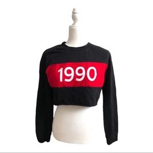 Boohoo 1990 Cropped Crewneck Graphic Sweater